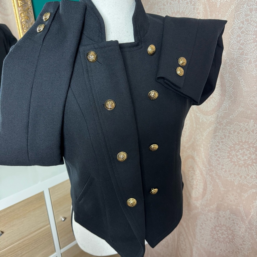 Juicy Couture Y2K 2009 Black Military Style Wool Double Breasted Jacket Sz M - Picture 3 of 14